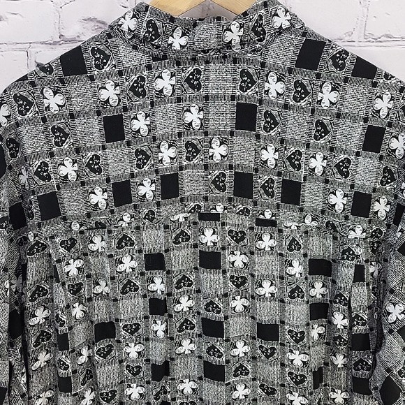 Pendleton Womens Plus Sz 1X Hearts and Clover Button Down Blouse Black White - Picture 9 of 9